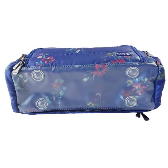 lug Trolley Cosmetic Travel Bag Women's Blue Floral Several Make-Up Compartments - Picture 3 of 11